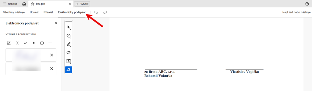 Adobe Acrobat elektronicky podepsat